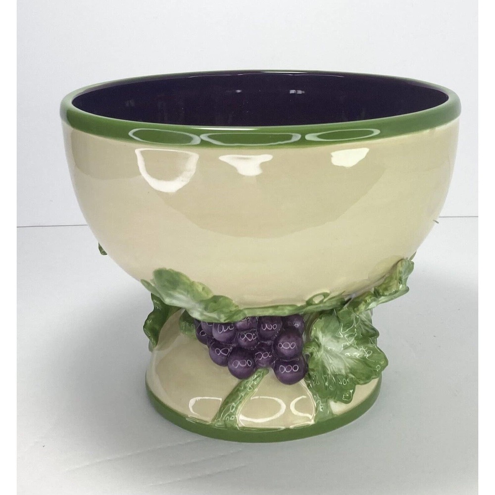 Dept. 56 A Time To Celebrate, Ceramic Glazed Grape Open Compote Bowl 7 3/4” RARE